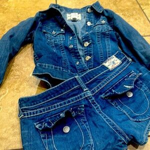 True Religion light weight jacket and shorts